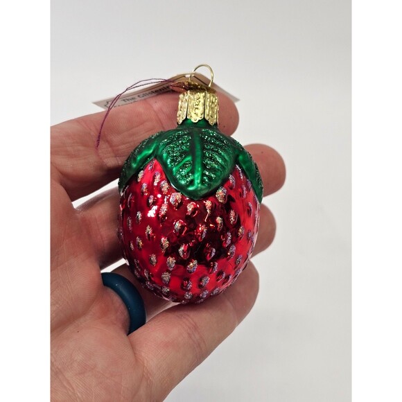 VTG Blown Glass Merck Old World Christmas Ornament Glistening Strawberry Fruit - Picture 5 of 8